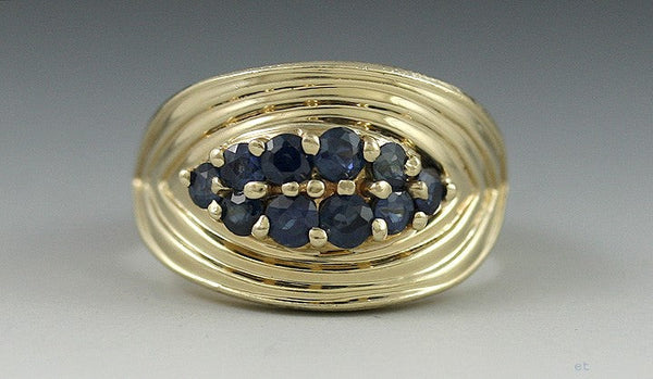 14K Yellow Gold .50CT Blue Sapphire Band Ring Size 6.25