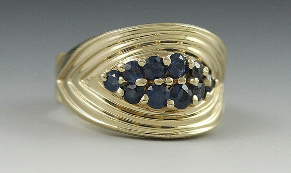 14K Yellow Gold .50CT Blue Sapphire Band Ring Size 6.25