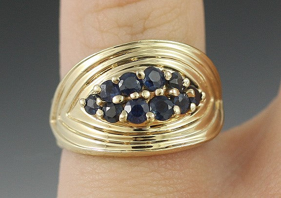 14K Yellow Gold .50CT Blue Sapphire Band Ring Size 6.25