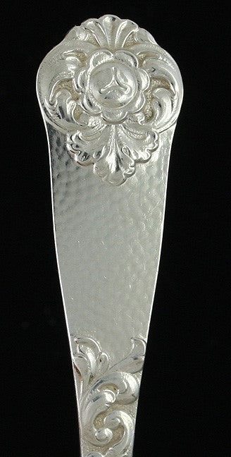 6 Antique 1928 Norwegian Silver Hand Hammered Flower Forks 7 1/8"