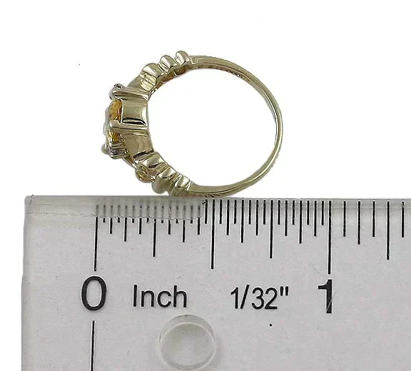 Superb 14k Gold Yellow Sapphire & Diamond Ring Size 3.75