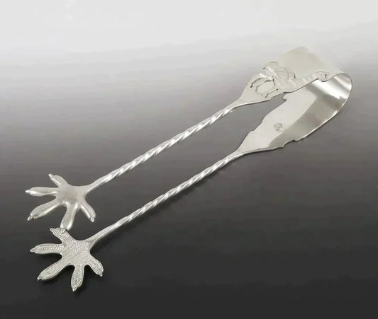 Vintage Handcrafted Peruvian Sterling Silver Llama Talon Feet Serving Tongs