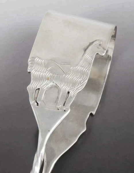 Vintage Handcrafted Peruvian Sterling Silver Llama Talon Feet Serving Tongs