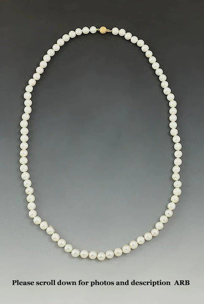 Elegant Freshwater Pearl Necklace 14k Gold Clasp 10mm Almost Round 30" Long