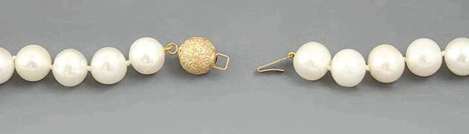Elegant Freshwater Pearl Necklace 14k Gold Clasp 10mm Almost Round 30" Long