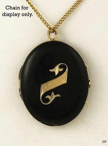 American Victorian 14K Gold & Black Enameled Locket Pendant