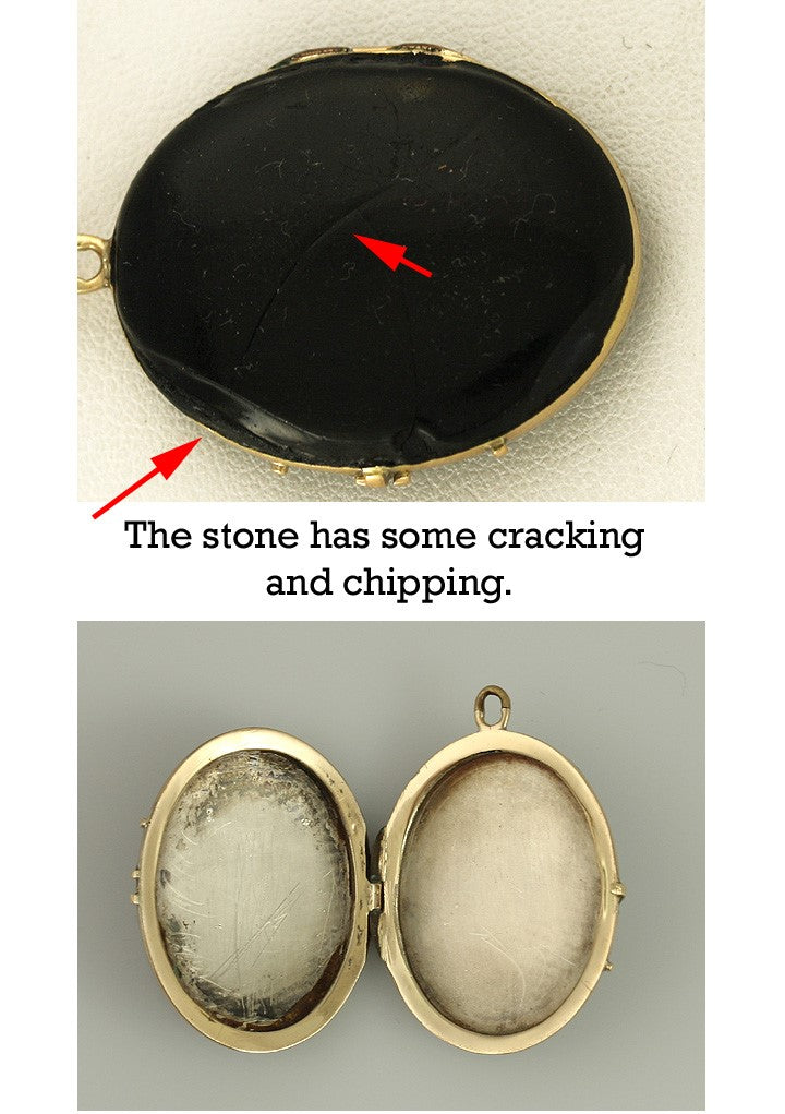 American Victorian 14K Gold & Black Enameled Locket Pendant