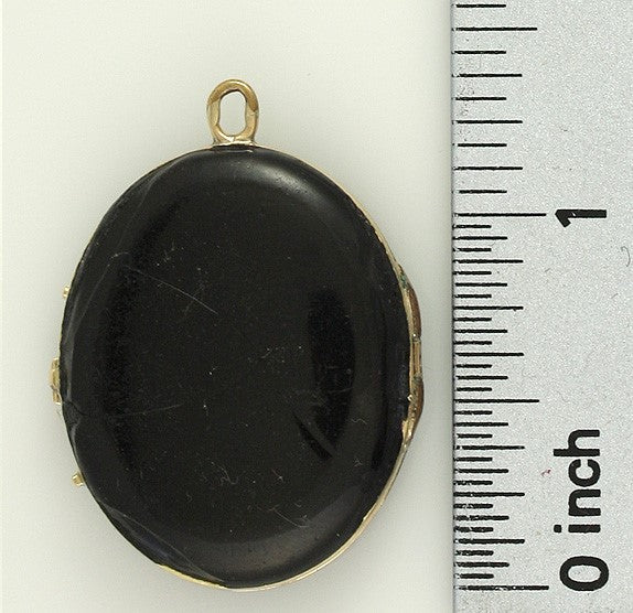 American Victorian 14K Gold & Black Enameled Locket Pendant