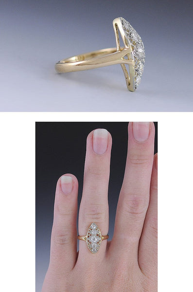 c1910s Edwardian Gorgeous 18K Gold Filigree & Multi Diamond Ring ~1/2 Carat