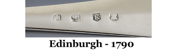 Antique 1790 Scottish Sterling Silver Serving Platter Stuffing Spoon 13"