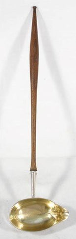 FINE 18th CENTURY GERMAN SILVER LADLE w/ WOOD HANDLE