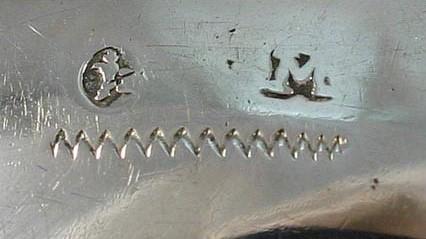 FINE 18th CENTURY GERMAN SILVER LADLE w/ WOOD HANDLE