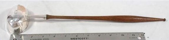 FINE 18th CENTURY GERMAN SILVER LADLE w/ WOOD HANDLE