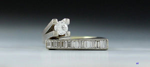 Delightful Modernist Geometric 14k White and Yellow Gold Diamond Ring Size 4