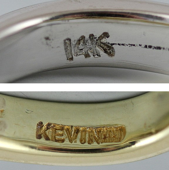 Delightful Modernist Geometric 14k White and Yellow Gold Diamond Ring Size 4