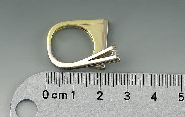 Delightful Modernist Geometric 14k White and Yellow Gold Diamond Ring Size 4