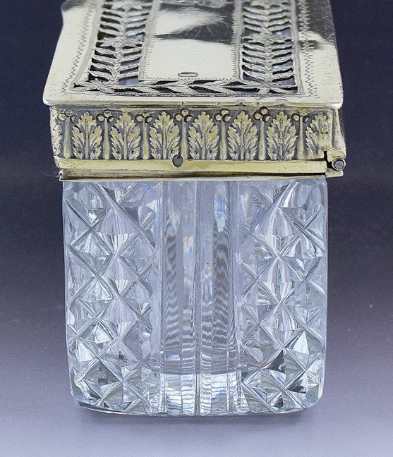 Superb early 1800s French 950 Gilt Silver Cut Glass Trinket Dresser Box