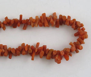 Antique Natural Coral Branch Beaded Long Strand Necklace 26 1/2"