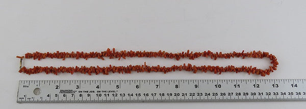 Antique Natural Coral Branch Beaded Long Strand Necklace 26 1/2"