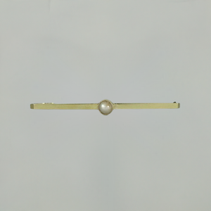 English 15K Gold and Genuine Pearl Bar/ Lingerie Pin Brooch