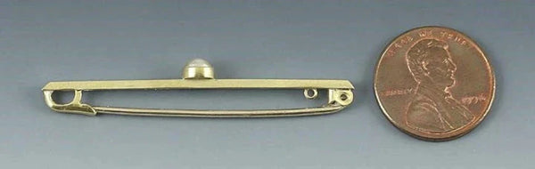 English 15K Gold and Genuine Pearl Bar/ Lingerie Pin Brooch