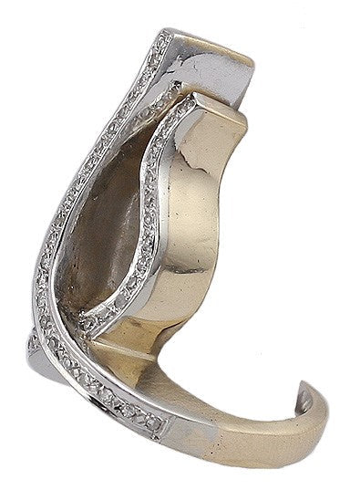 Vintage Stunning 14k White and Yellow Gold Diamond Ring C1960s Size 8.25