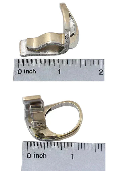 Vintage Stunning 14k White and Yellow Gold Diamond Ring C1960s Size 8.25