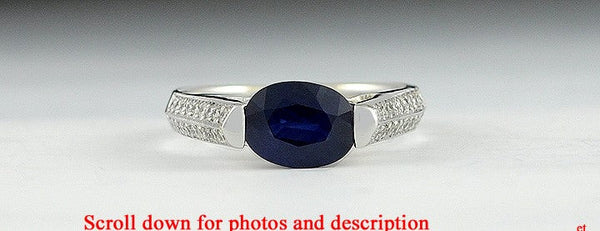 Unique Modern 18K White Gold Sapphire & Diamond Ring