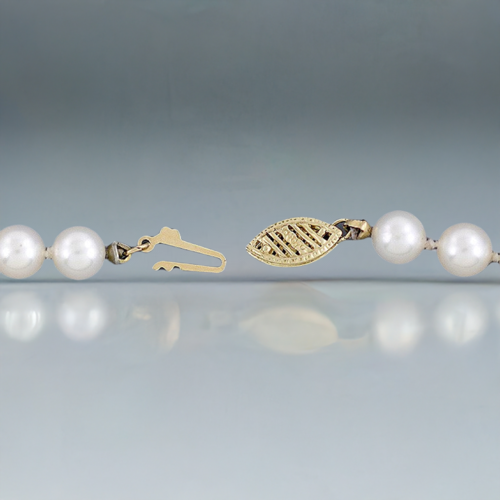 Long Individually Knotted Pearl Strand Necklace w/14K Gold Clasp