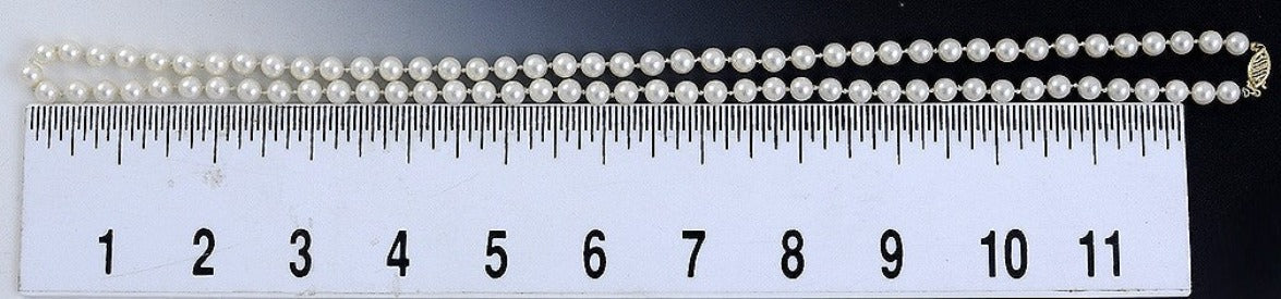 Long Individually Knotted Pearl Strand Necklace w/14K Gold Clasp