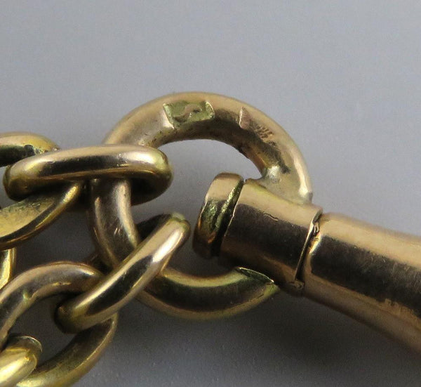 Fabulous c1880 Victorian 12k Multi Tone Gold Watch Chain w Pearl Flower Slide
