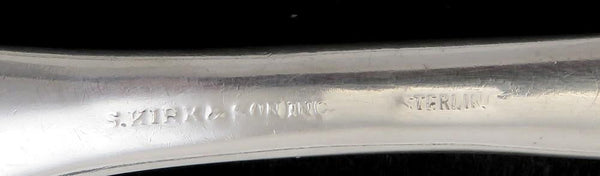 Antique Art Nouveau Kirk Repousse Flower Sterling Silver Serving Spoon 9 1/2"