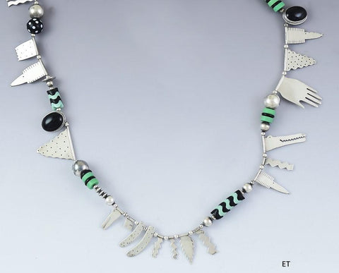 Designer Artisan Jewelry Sterling Silver Beaded Necklace by Roberta Williamson