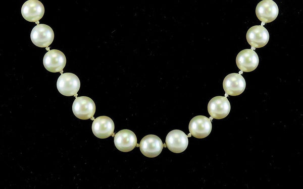 Elegant 30" Strand 8mm Mallorca Faux Pearl Necklace w Sterling Silver Clasp