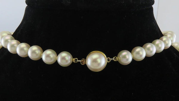 Elegant 30" Strand 8mm Mallorca Faux Pearl Necklace w Sterling Silver Clasp