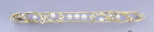 c1920s-1920s Stylish 14k Gold Seed Pearl Bar Pin Brooch