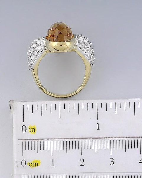 Eye-Catching 18k Yellow Gold 6.6ct Citrine & .92ct Diamond Ring