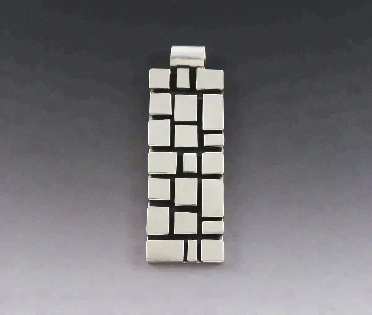 Stunning Large Sterling Silver Geometric Rectangular Statement Pendant