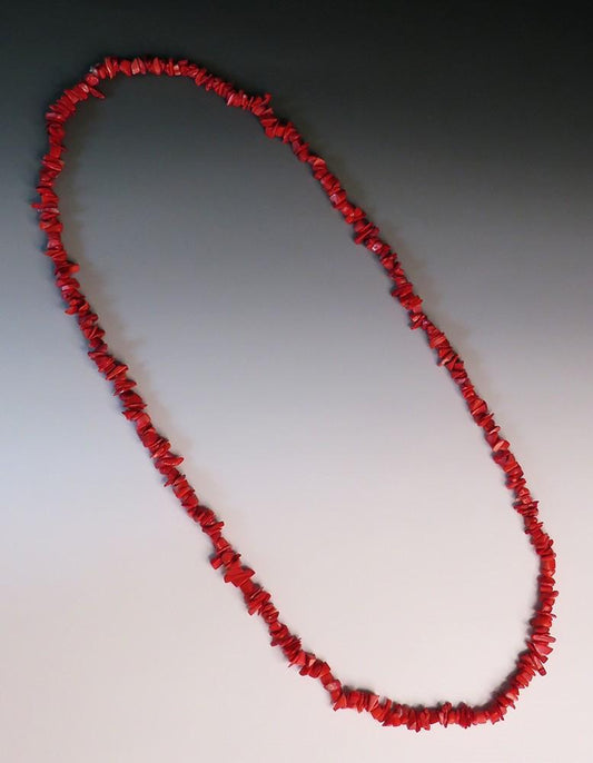 Beautiful Vintage Red Coral Long Beaded Necklace 38"