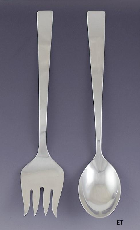 Handwrought Arts Crafts Sterling Silver LARGE Heavy Salad Serving Set R. S. Buck