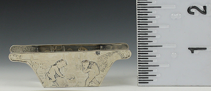 Antique Hanau German Silver Miniature Trough Grape Treading Wine Making Scene