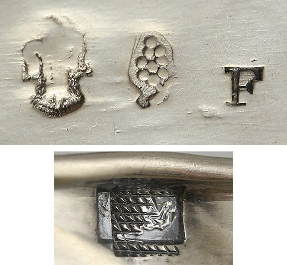 Antique Hanau German Silver Miniature Trough Grape Treading Wine Making Scene