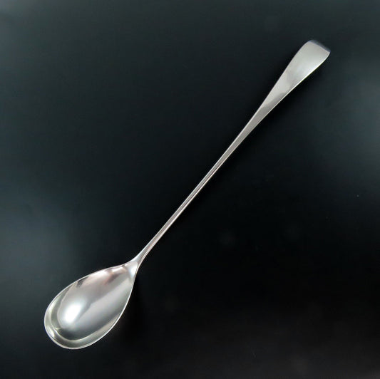 Elegant Stone Sterling Silver Long Handle Serving Spoon Pointed End 12 Inches