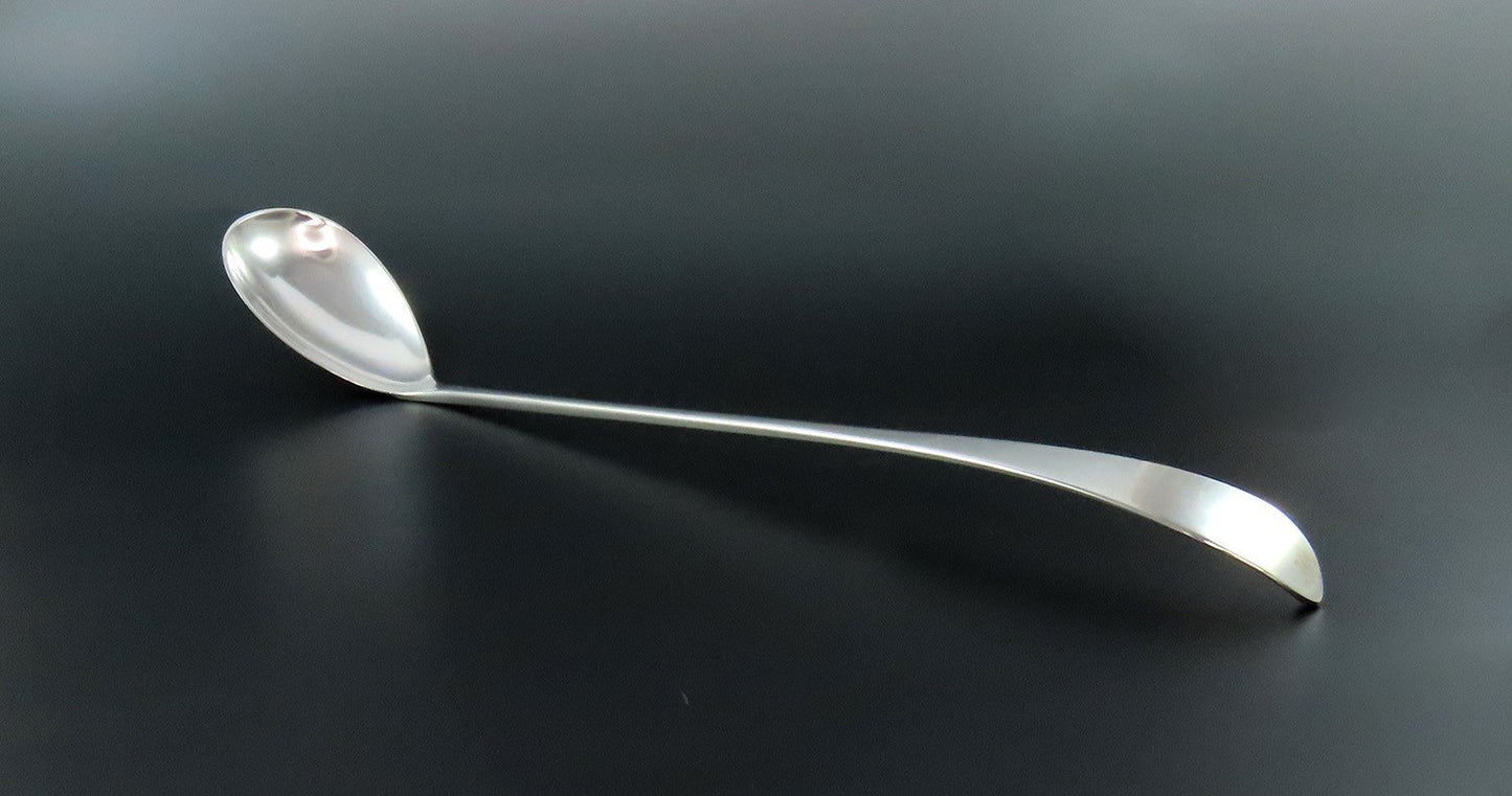 Elegant Stone Sterling Silver Long Handle Serving Spoon Pointed End 12 Inches