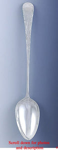 1793 Antique English Sterling Silver Crossley Engraved Stuffing Serving Spoon