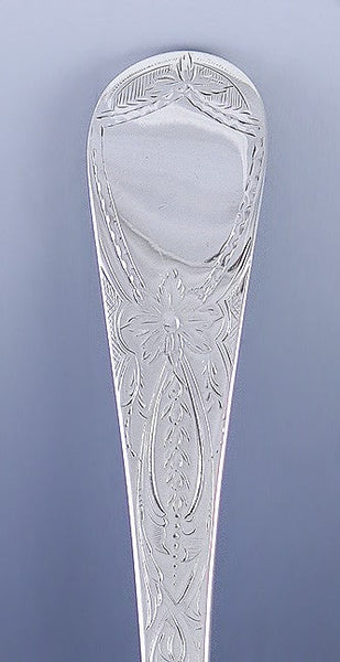 1793 Antique English Sterling Silver Crossley Engraved Stuffing Serving Spoon