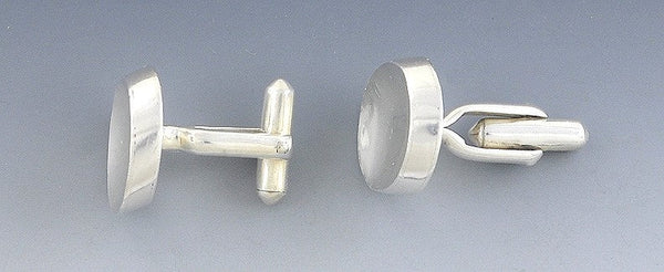 Nice Pair Mexican Sterling Silver Oval Cufflinks By Antonio Pineda