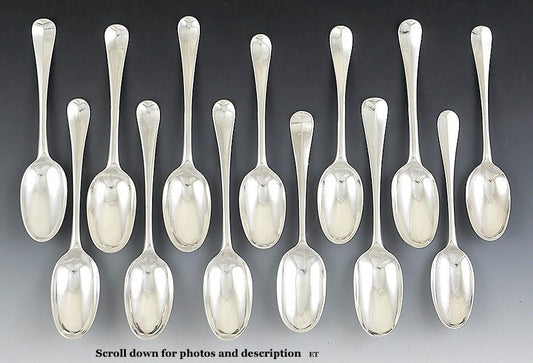 c1720 Great Set 13 English Britannia/Sterling Silver Queen Anne Rattail Spoons