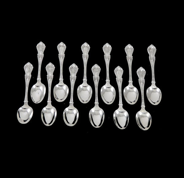12 Antique Sterling Silver Whiting Dorothy Vermon 1909 Demitasse Spoons 4"