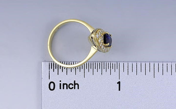 Wonderful Quality 18k Deep Yellow Gold Fine Sapphire & Diamond Navette Ring